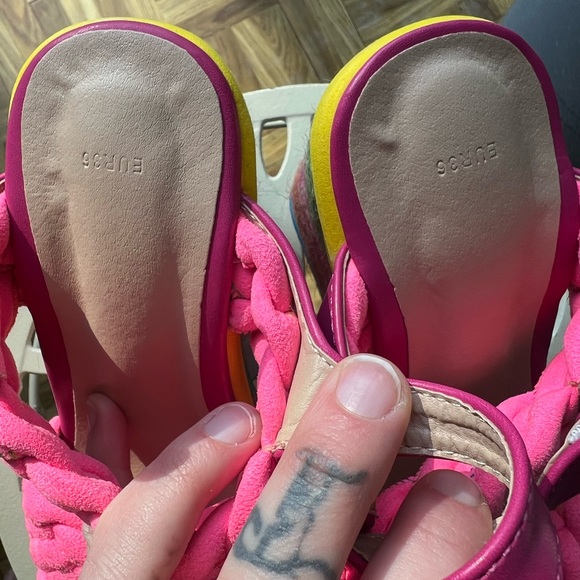 Colorful wedge opentoe sandals, size 5.5 NWOB, braided fish mouth platform heels - Picture 8 of 8